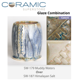Muddy Waters SW-179 over Himalayan Salt SW-187 Stoneware Glaze Combination Muddy Waters SW-179 over Himalayan Salt SW-187 Stoneware Glaze Combination